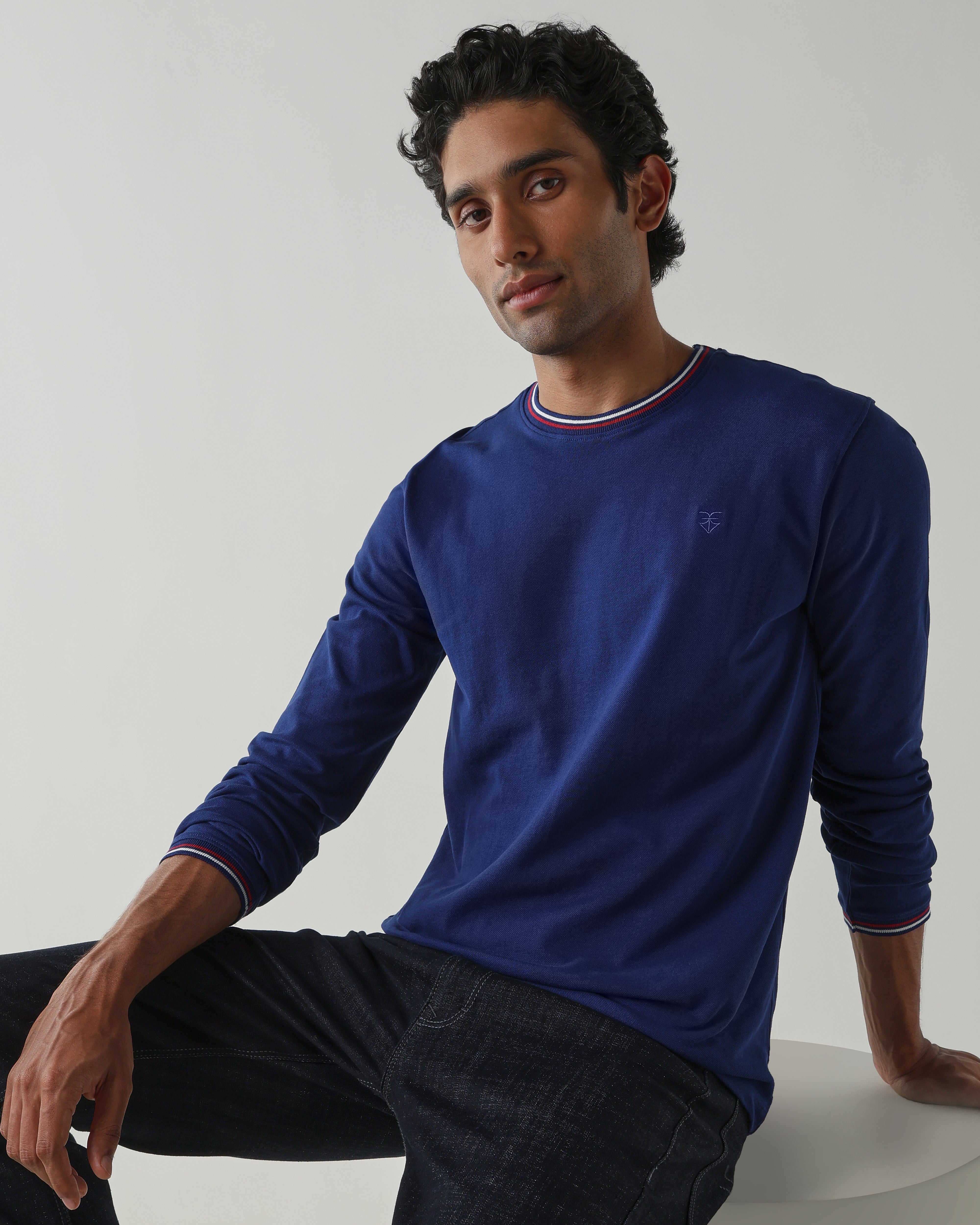 Topwear Premium Pique Knit Fabric T-Shirts – Navy