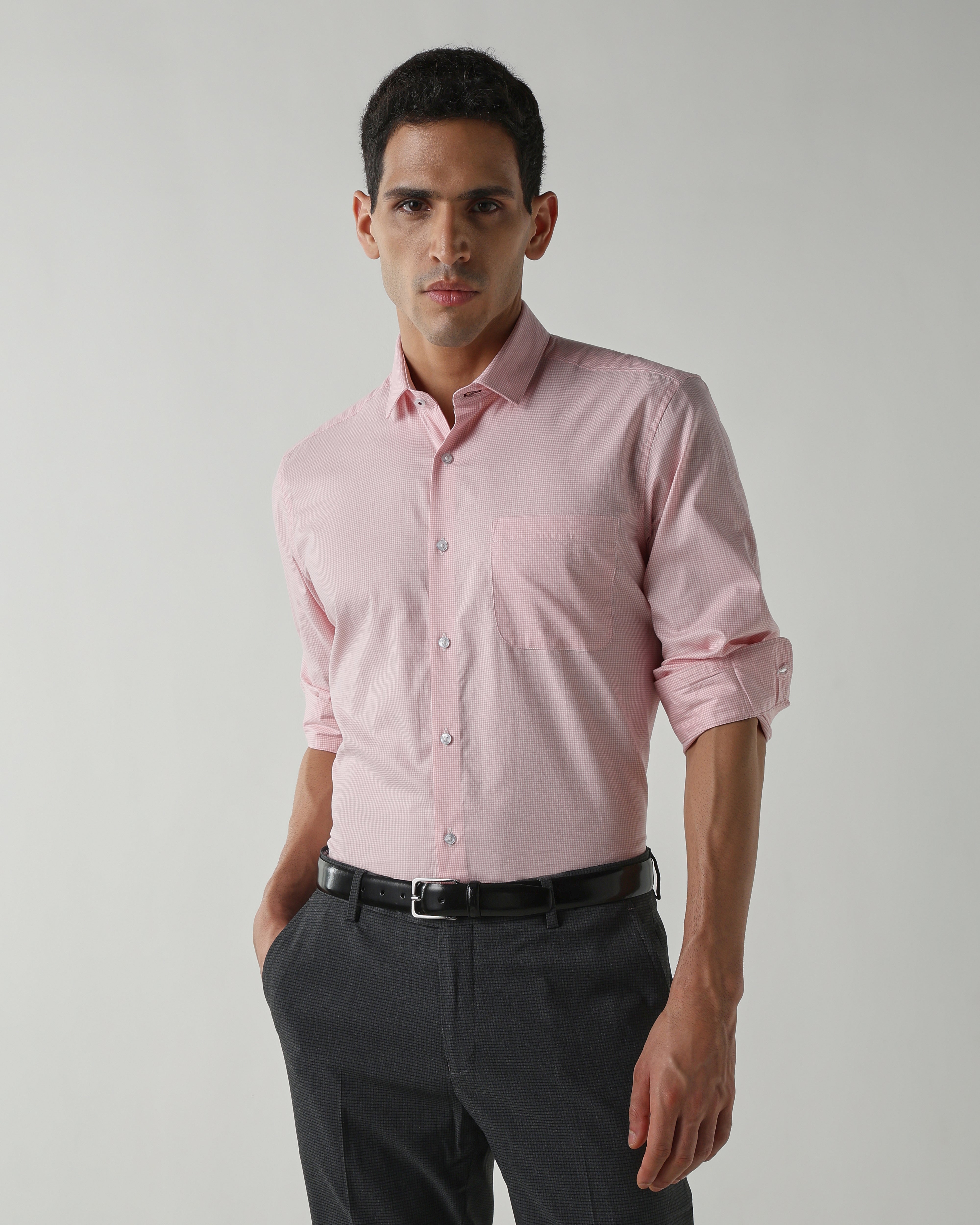 Pink Pure Cotton Shirts for Men | Slim Fit Luxury Wear