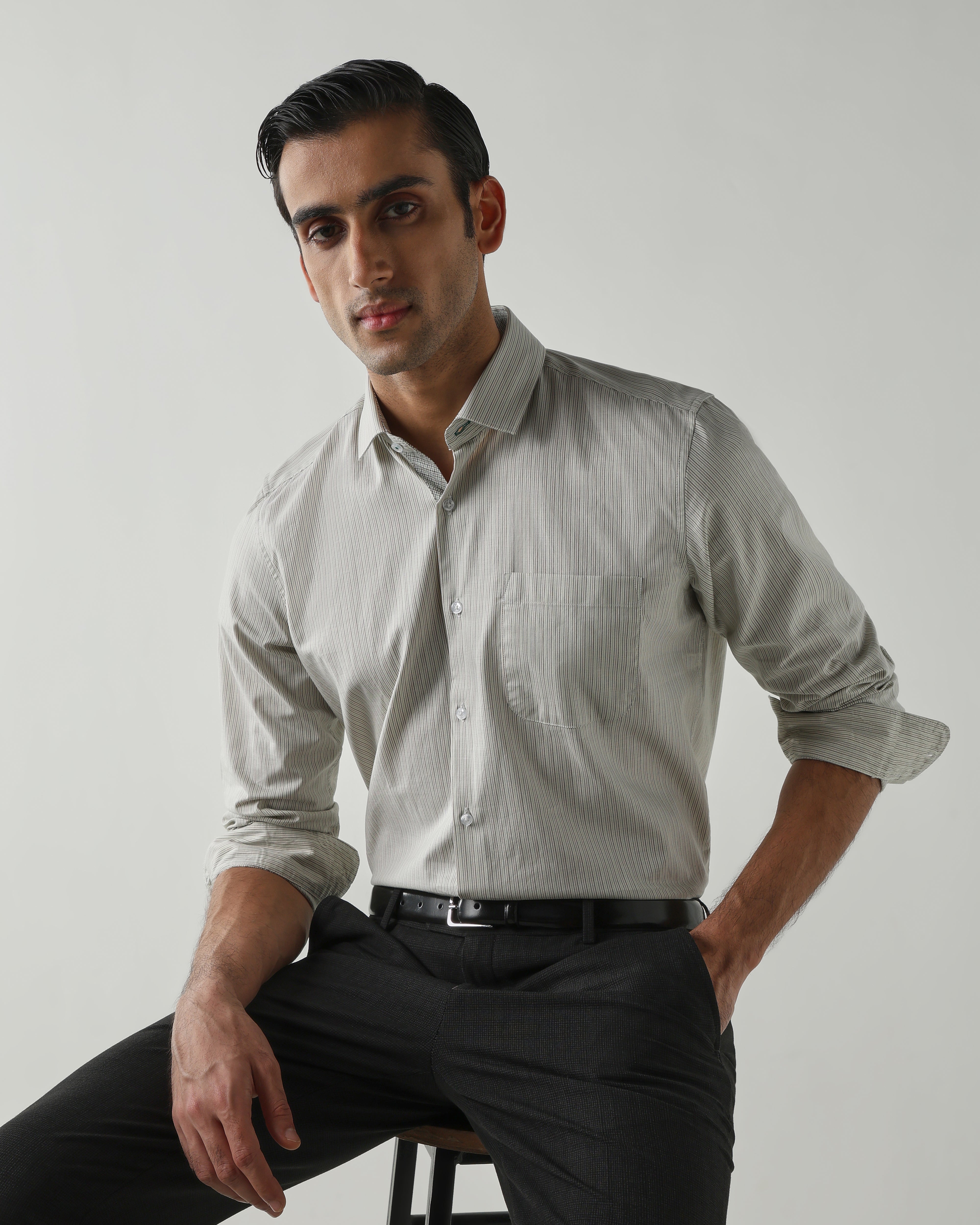Green Pure Cotton Shirts for Men | Slim Fit Luxury Wear
