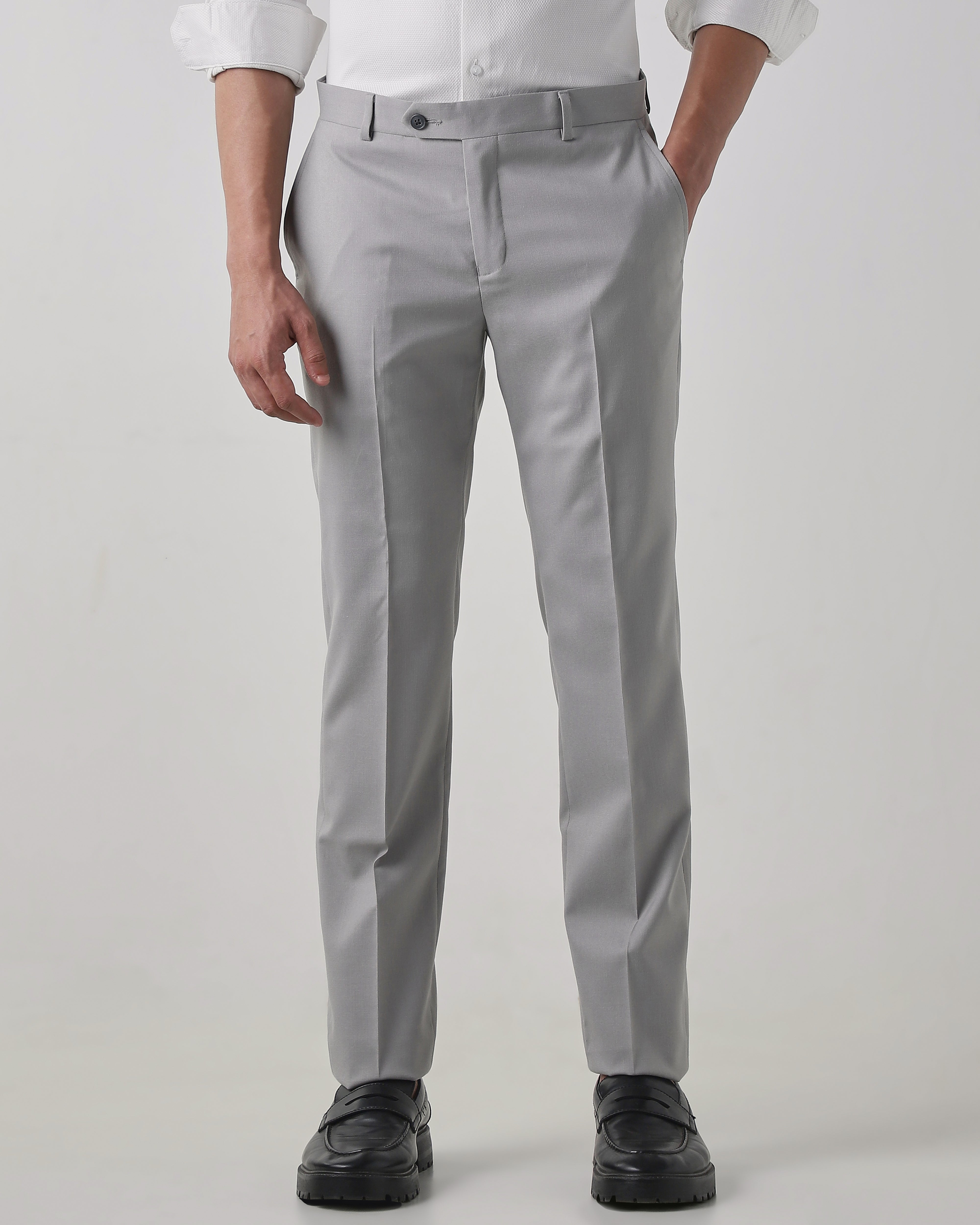 Lt Grey Regular Fit Trouser