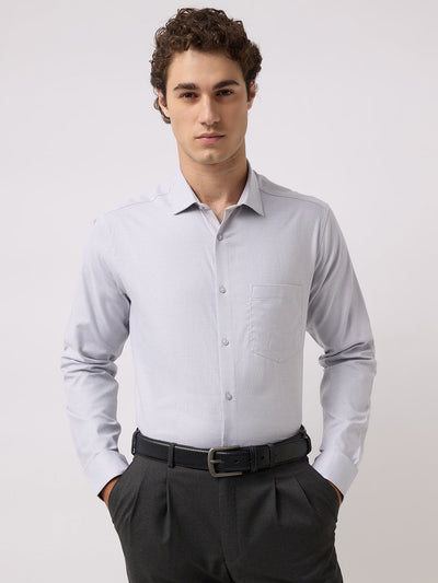 Men's Pure Cotton Dobby Solid Regular Fit Full Sleeve Formal Shirt - Green
