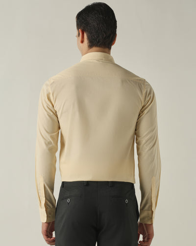 Men's Pure Cotton Fil-A-Fil Slim Fit Full Sleeve Formal Shirt - Yellow