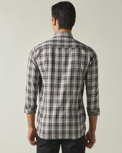 Men's Pure Cotton Checks Slim Fit Full Sleeve Casual Shirt - Beige