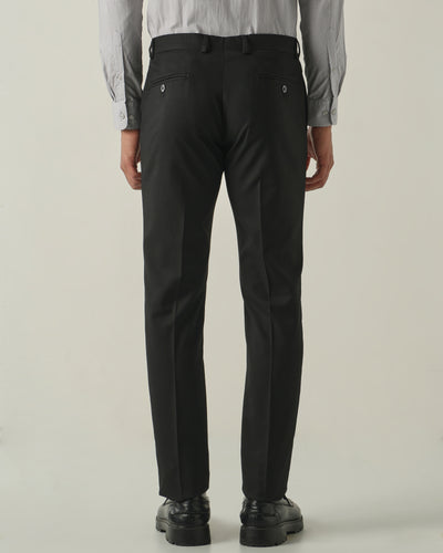 Men's Solid Poly Viscose Elastane Slim Fit Formal Trousers - Black
