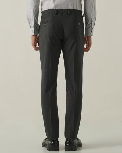 Men's Solid Poly Viscose Elastane Slim Fit Formal Trousers - Grey