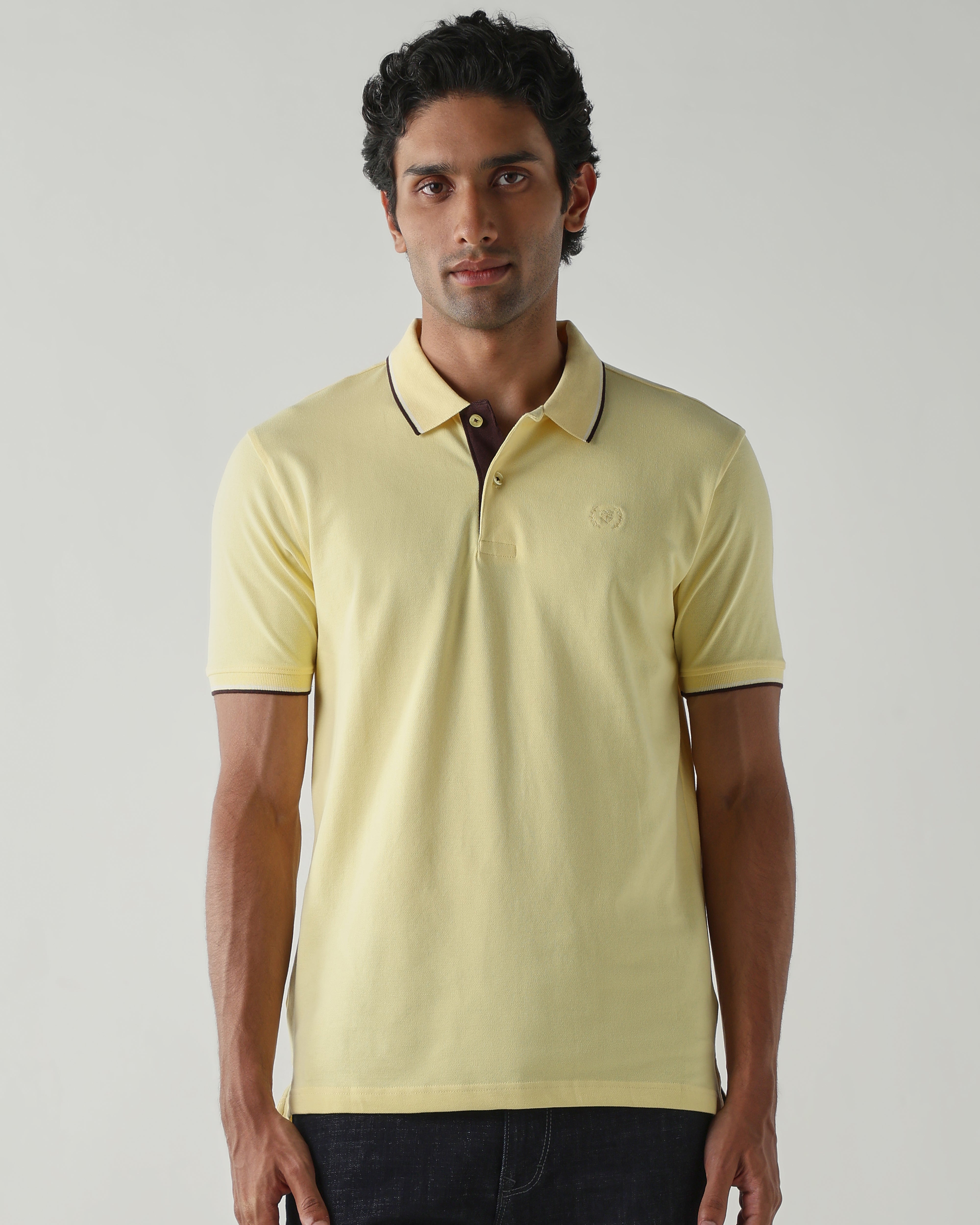 Topwear Premium Pique Knit Fabric T-Shirts – Light Yellow