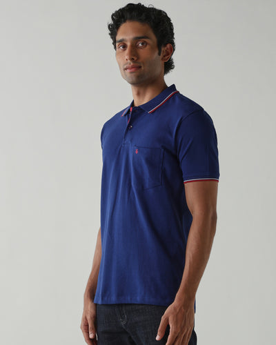 Topwear Premium Pique Knit Fabric T-Shirts – Navy
