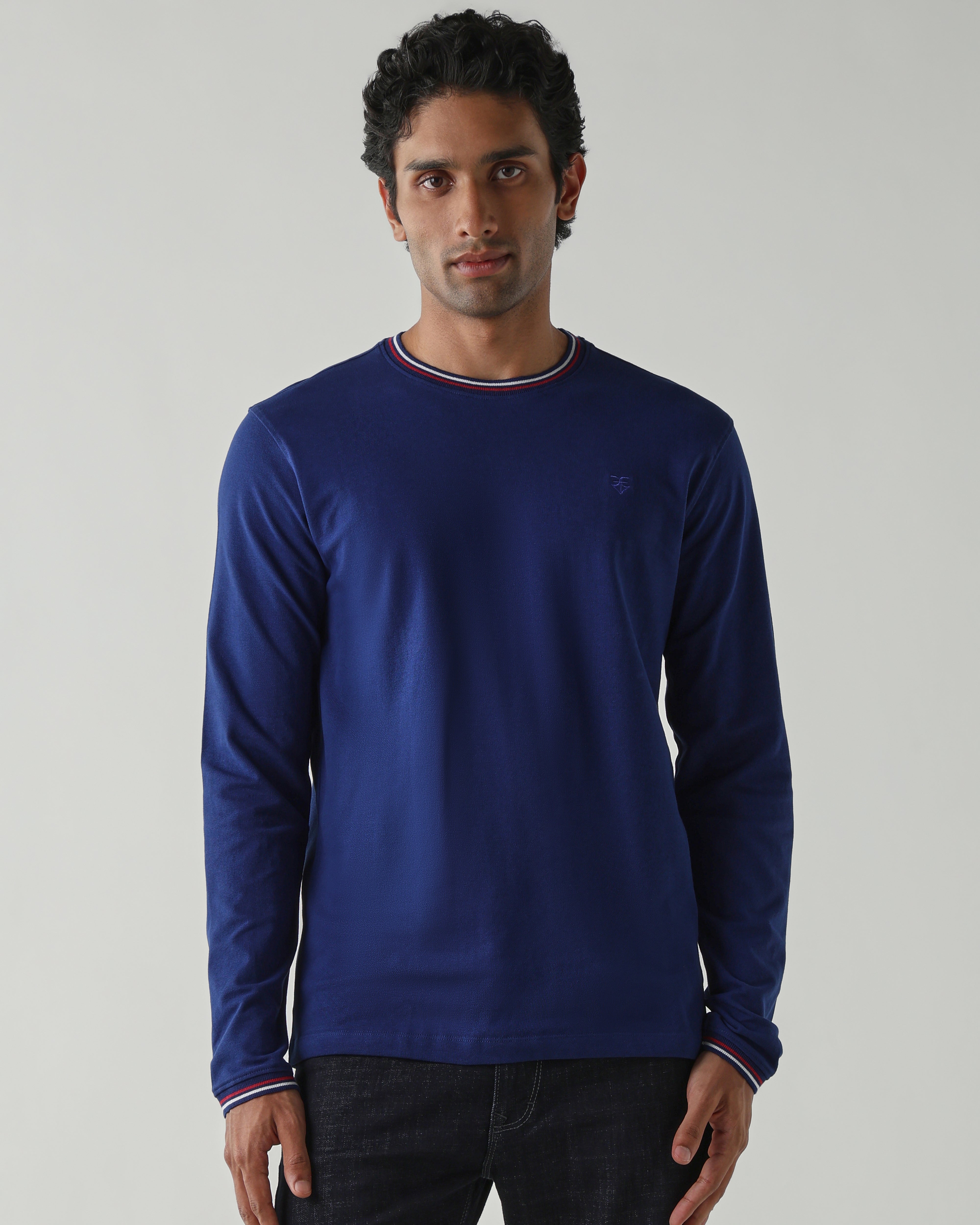 Topwear Premium Pique Knit Fabric T-Shirts – Navy