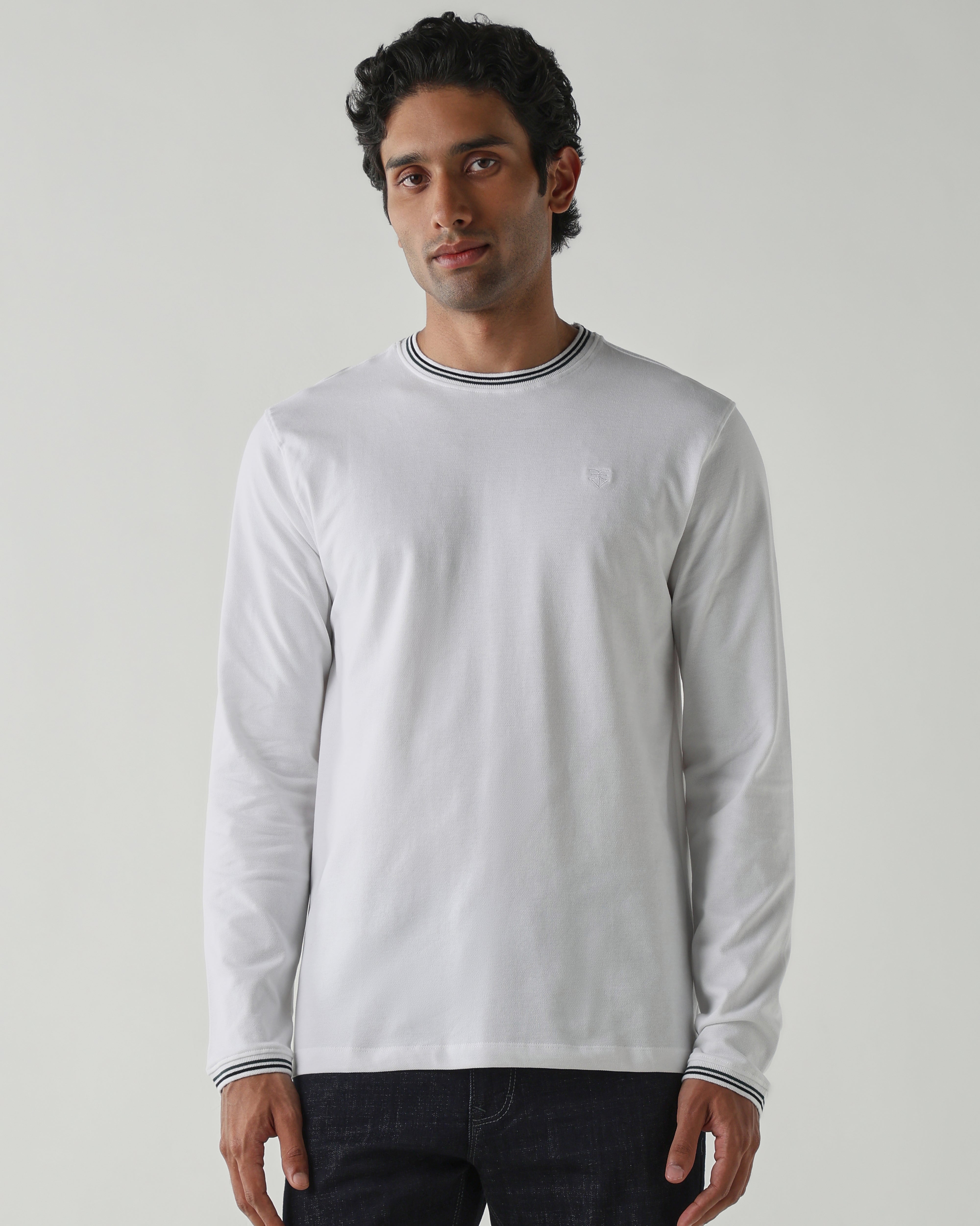 Topwear Premium Pique Knit Fabric T-Shirts – White