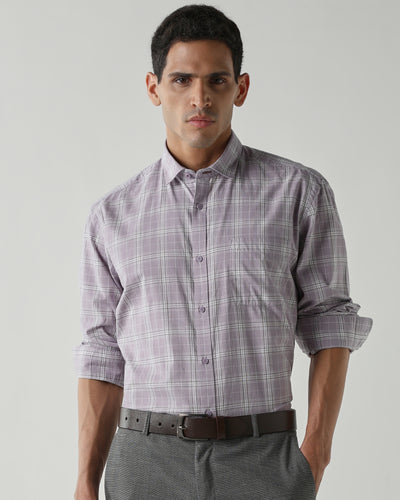 Men's Pure Cotton Checks Regular Fit Full Sleeve Casual Shirt - Purple