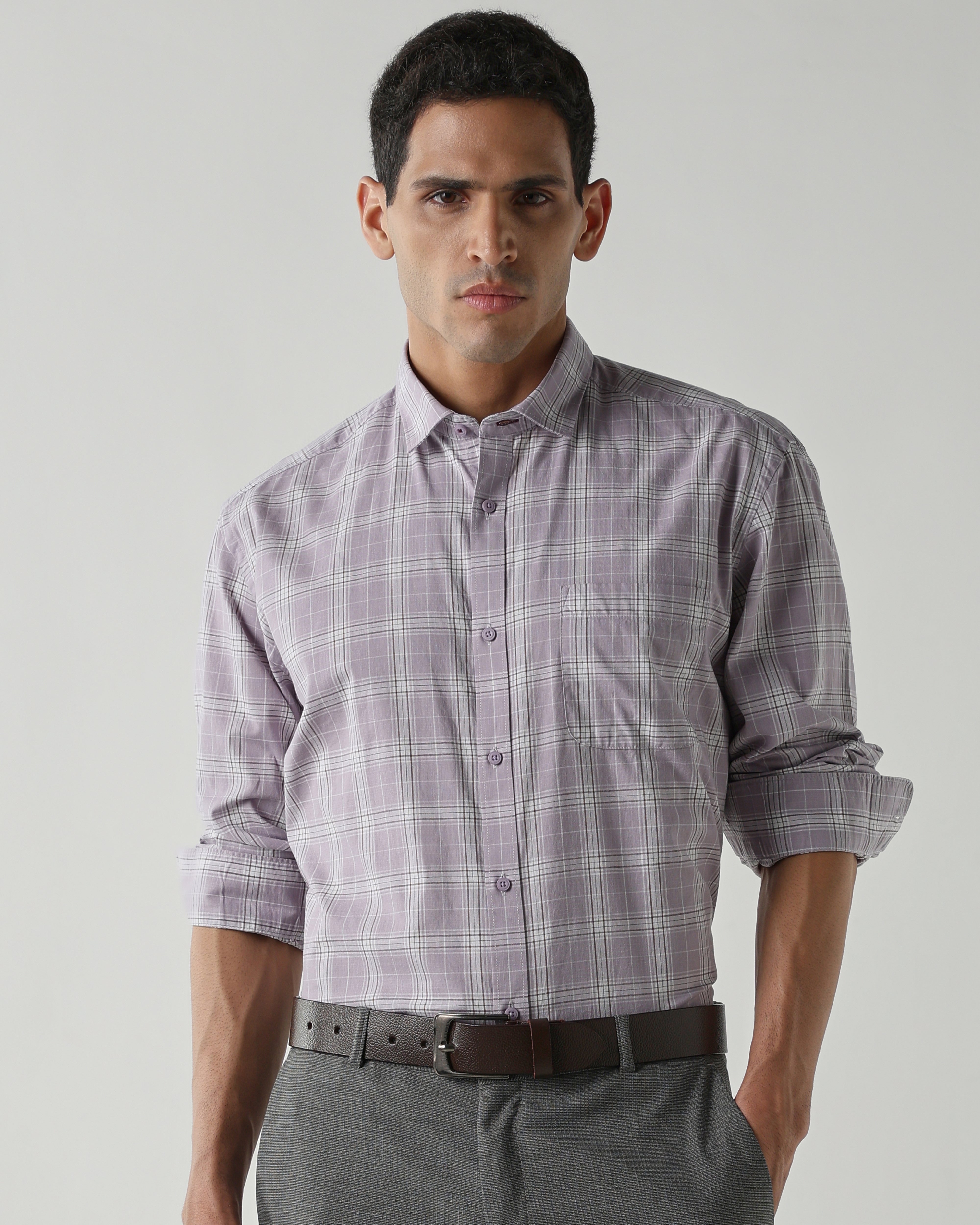 Lilac Pure Cotton Shirts for Men | Regular Fit Luxury Wear