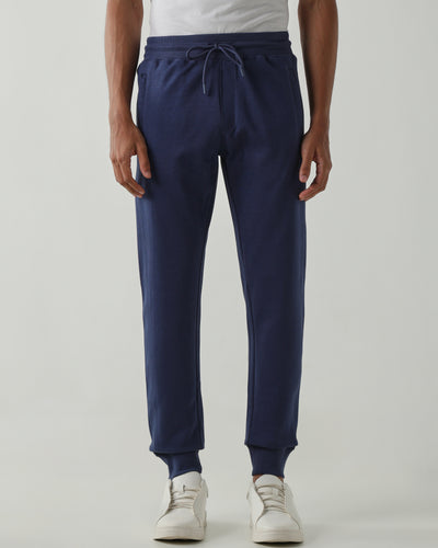 Rib at Waist and bottom Flat Front Joggers – Insignia Blue