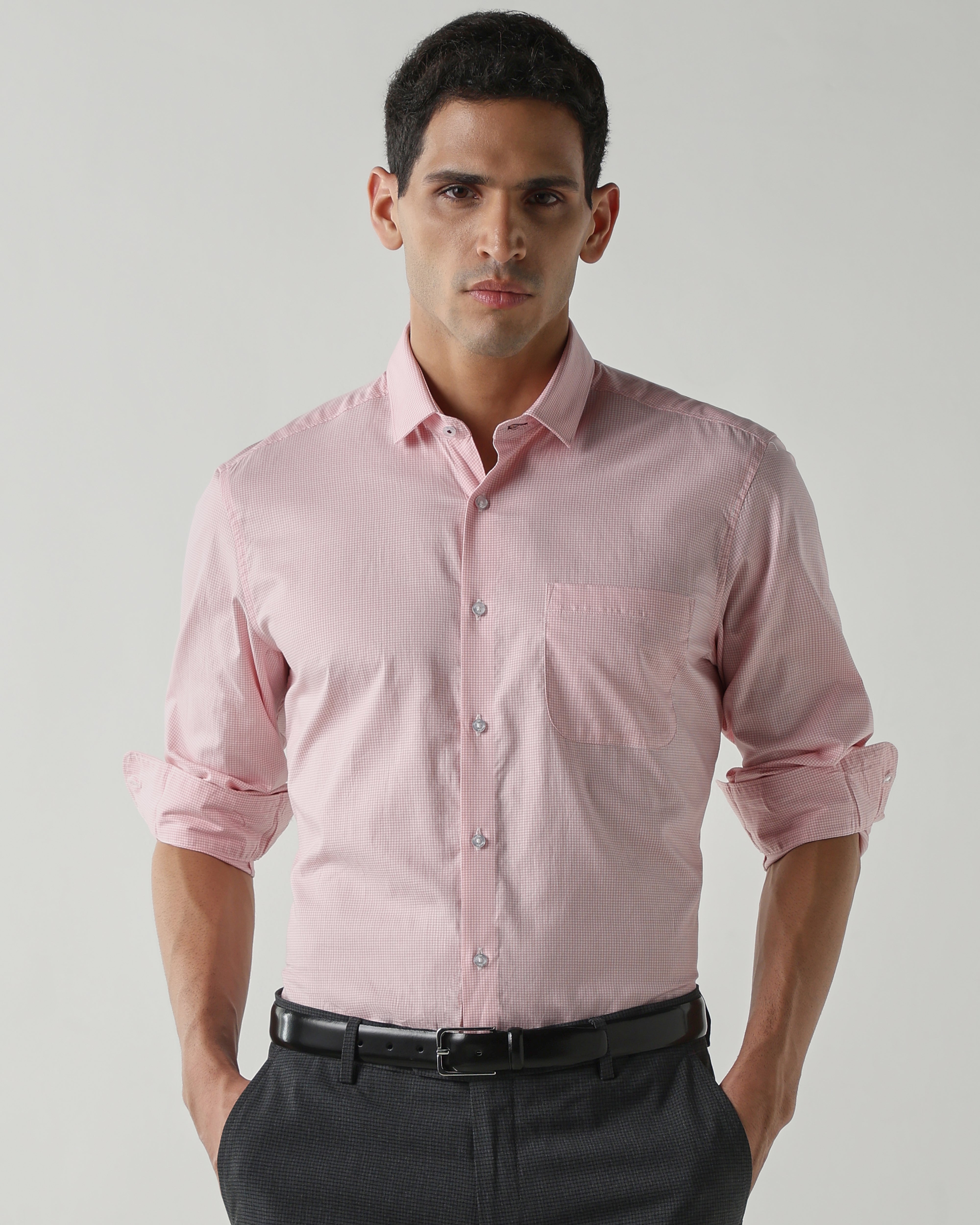 Pink Pure Cotton Shirts for Men | Slim Fit Luxury Wear