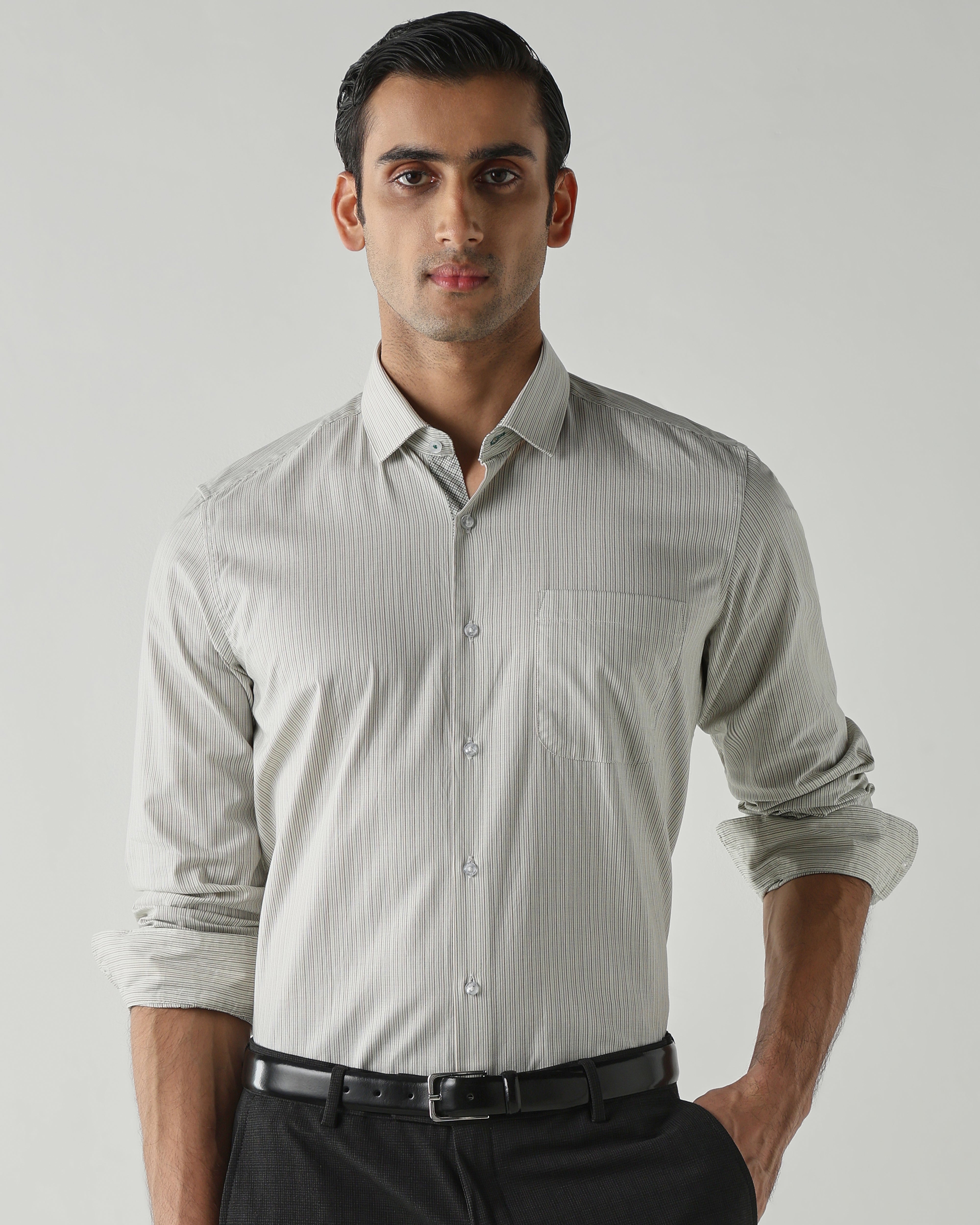 Green Pure Cotton Shirts for Men | Slim Fit Luxury Wear