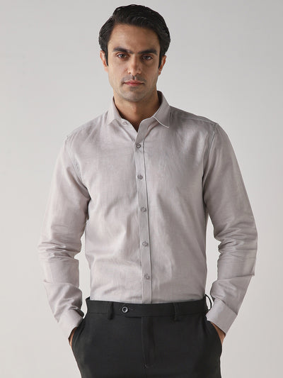 Men's Cotton Linen Plain Slim Fit Full Sleeve Formal Shirt - Green