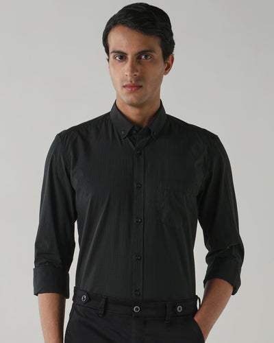 Men's Pure Cotton Checks Slim Fit Full Sleeve Casual Shirt - Green