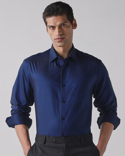 Blue 100% Cotton Regular Fit Shirt