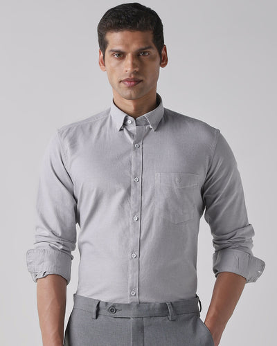Men's Pure Cotton Plain Slim Fit Full Sleeve Casual Shirt - Green