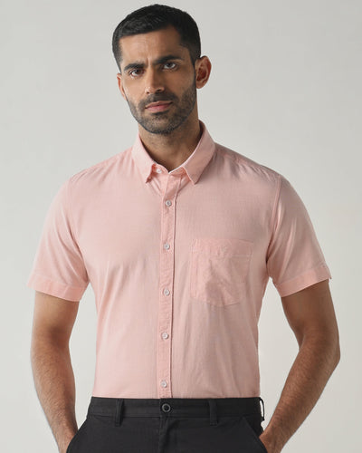 Peach Slim fit Smart Casual Shirts