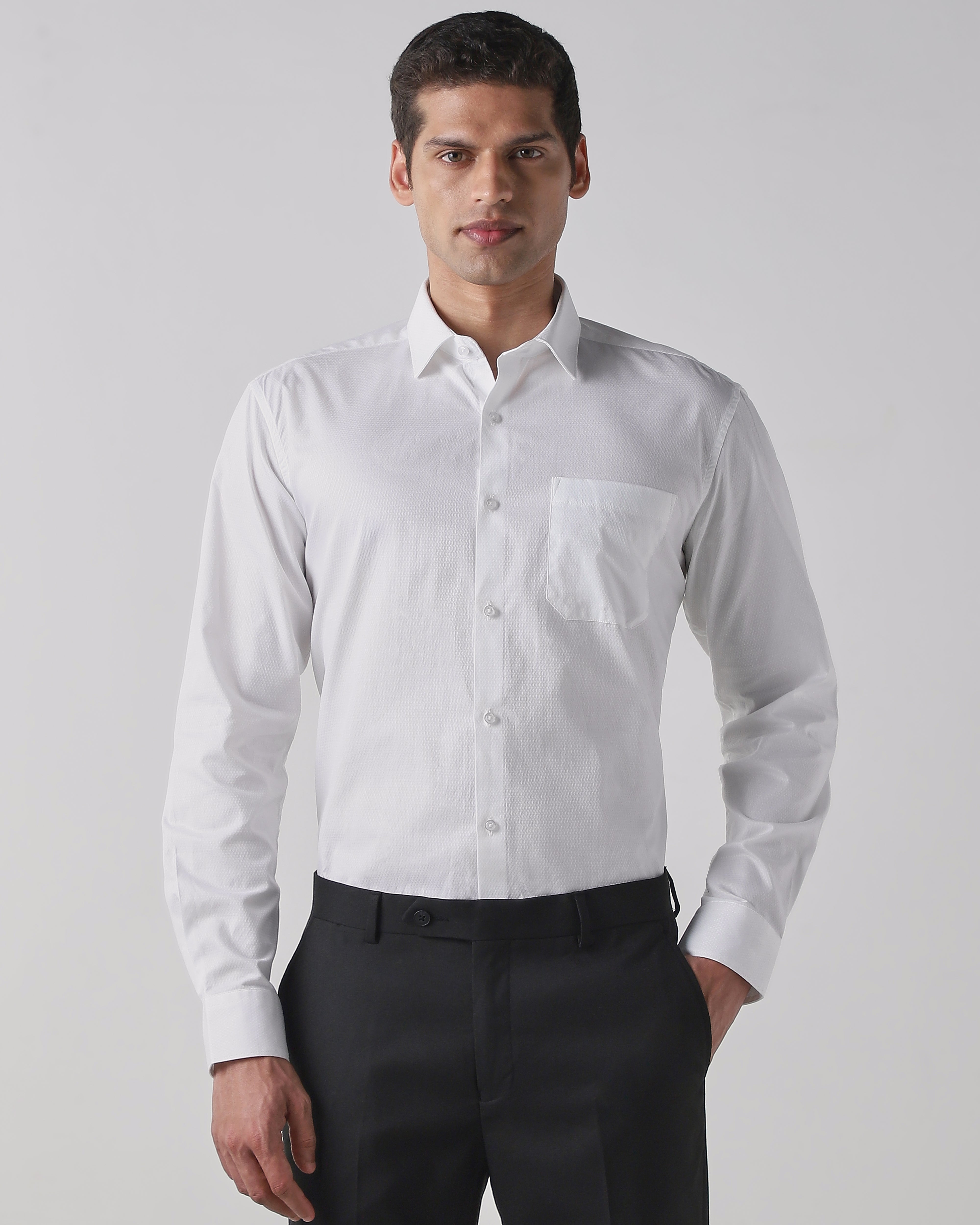 Solid White 100% COTTON Regular Fit Shirt