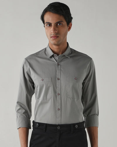 Men's Pure Cotton Plain Slim Fit Full Sleeve Casual Shirt - Green