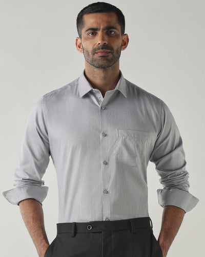 Men's Pure Cotton Dobby Dobby Slim Fit Full Sleeve Formal Shirt - Green