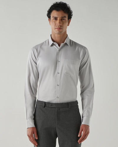 Men's Pure Cotton Dobby Dobby Regular Fit Full Sleeve Formal Shirt - Green