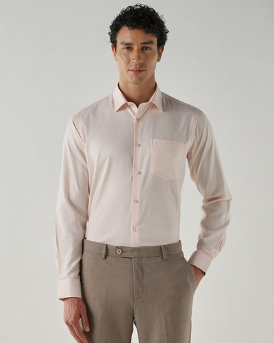 Men's Pure Cotton Dobby Dobby Regular Fit Full Sleeve Formal Shirt - Pink