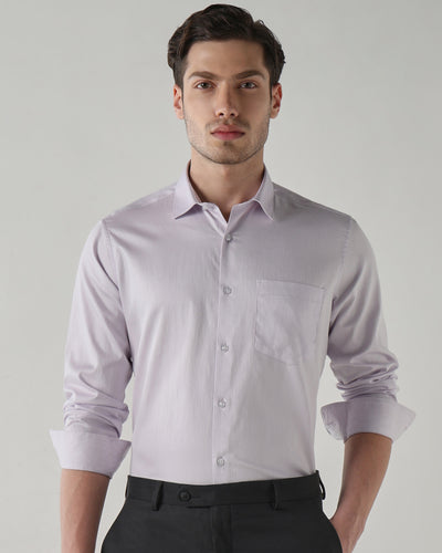 Men's Pure Cotton Dobby Dobby Regular Fit Full Sleeve Formal Shirt - Purple