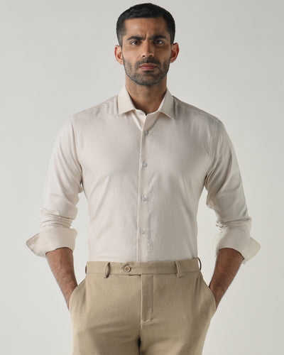 Beige Slim Fit Formal Essential Shirts