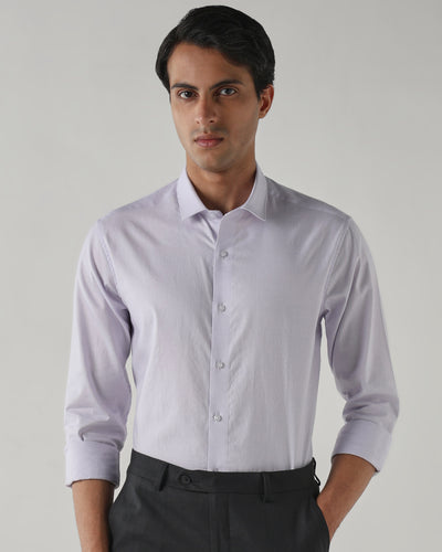 Men's Pure Cotton Dobby Dobby Slim Fit Full Sleeve Formal Shirt - Purple