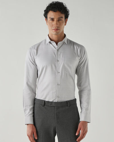 Men's Pure Cotton Checks Slim Fit Full Sleeve Formal Shirt - Green