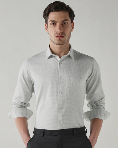 Men's Pure Cotton Dobby Checks Dobby Checks Regular Fit Full Sleeve Formal Shirt - Green