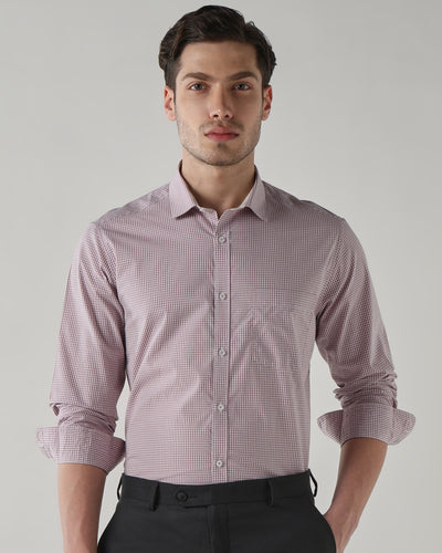 Men's Pure Cotton Checks Slim Fit Full Sleeve Casual Shirt - White & Red
