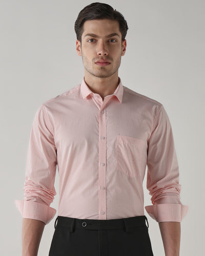 Men's Pure Cotton Checks Slim Fit Full Sleeve Casual Shirt - White & Orange