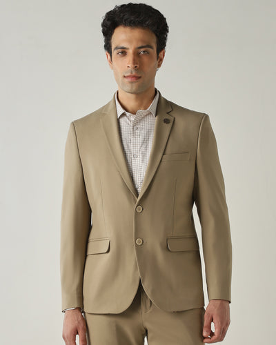 Blazer Beige Tailor Fit Polyviscose