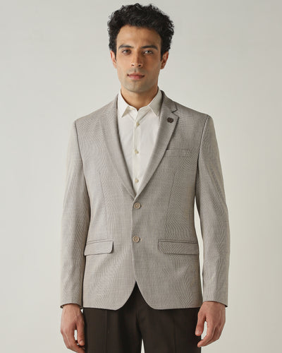Blazer Brown Slim Fit Polyviscose