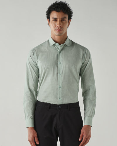 Men's Pure Cotton 60 poplin Slim Fit Full Sleeve Formal Shirt - Green