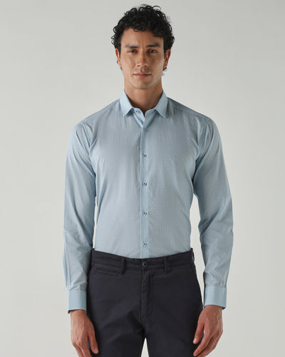 Men's Pure Cotton 60 poplin Slim Fit Full Sleeve Formal Shirt - Blue
