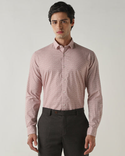 Men's Pure Cotton 30s slub Slim Fit Full Sleeve Formal Shirt - Beige