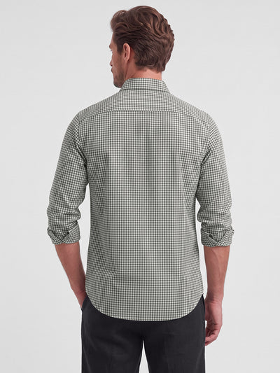 Men's Pure Cotton Checks Regular Fit Full Sleeve Casual Shirt - Green