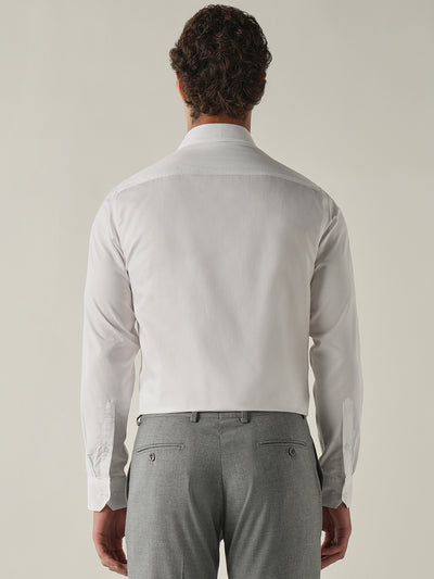 Men's Pure Cotton Solid Slim Fit Full Sleeve Formal Shirt - White