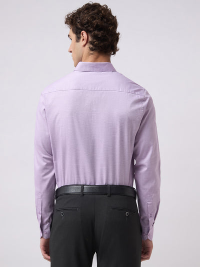 Men's Pure Cotton Dobby Solid Slim Fit Full Sleeve Formal Shirt - Pink