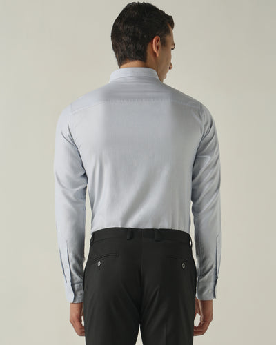 Men's Pure Cotton Dobby Solid Regular Fit Full Sleeve Formal Shirt - Light Blue