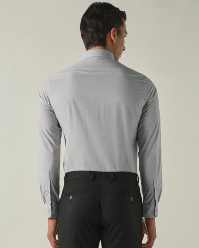 Men's Pure Cotton Print Slim Fit Full Sleeve Formal Shirt - Light Blue