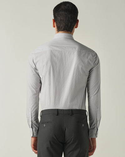 Men's Pure Cotton Print Slim Fit Full Sleeve Formal Shirt - Grey
