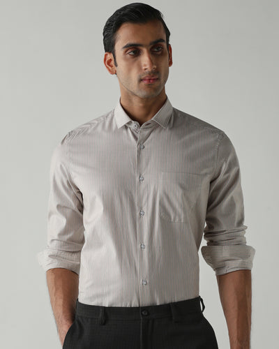 Men's Pure Cotton Stripe Stripe Slim Fit Full Sleeve Formal Shirt - Pink