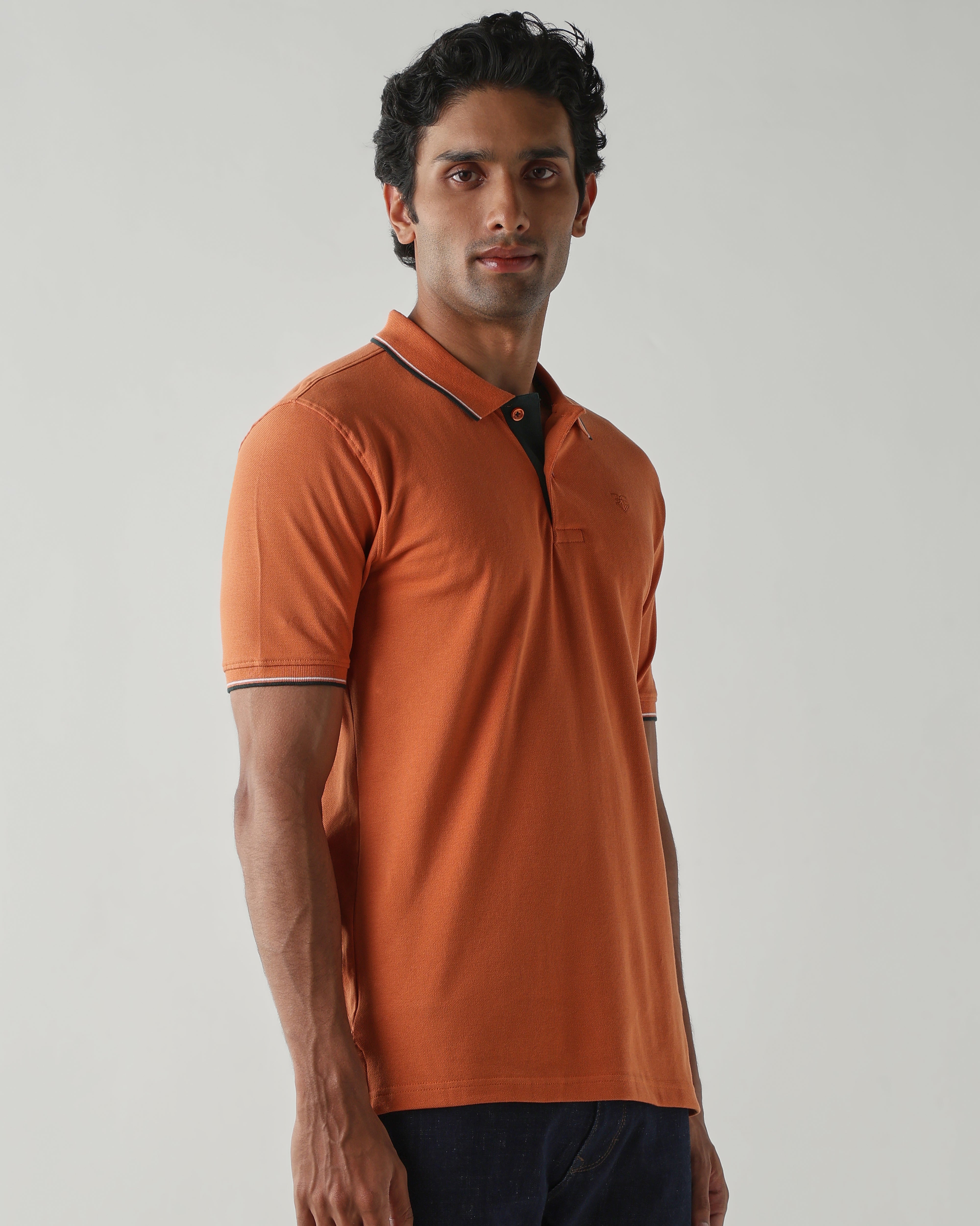 Topwear Premium Pique Knit Fabric T-Shirts – Apricot