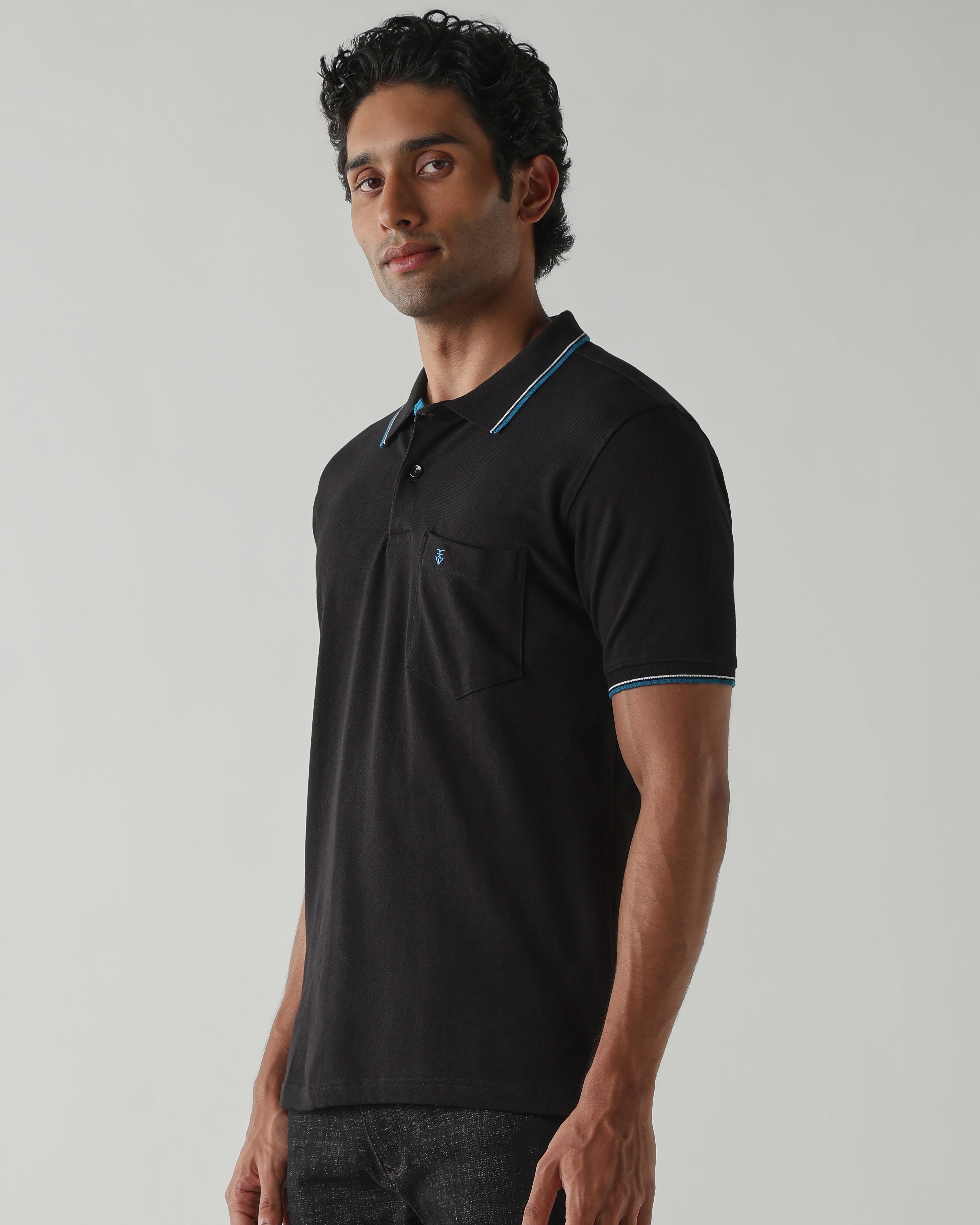 Topwear Premium Pique Knit Fabric T-Shirts – Black