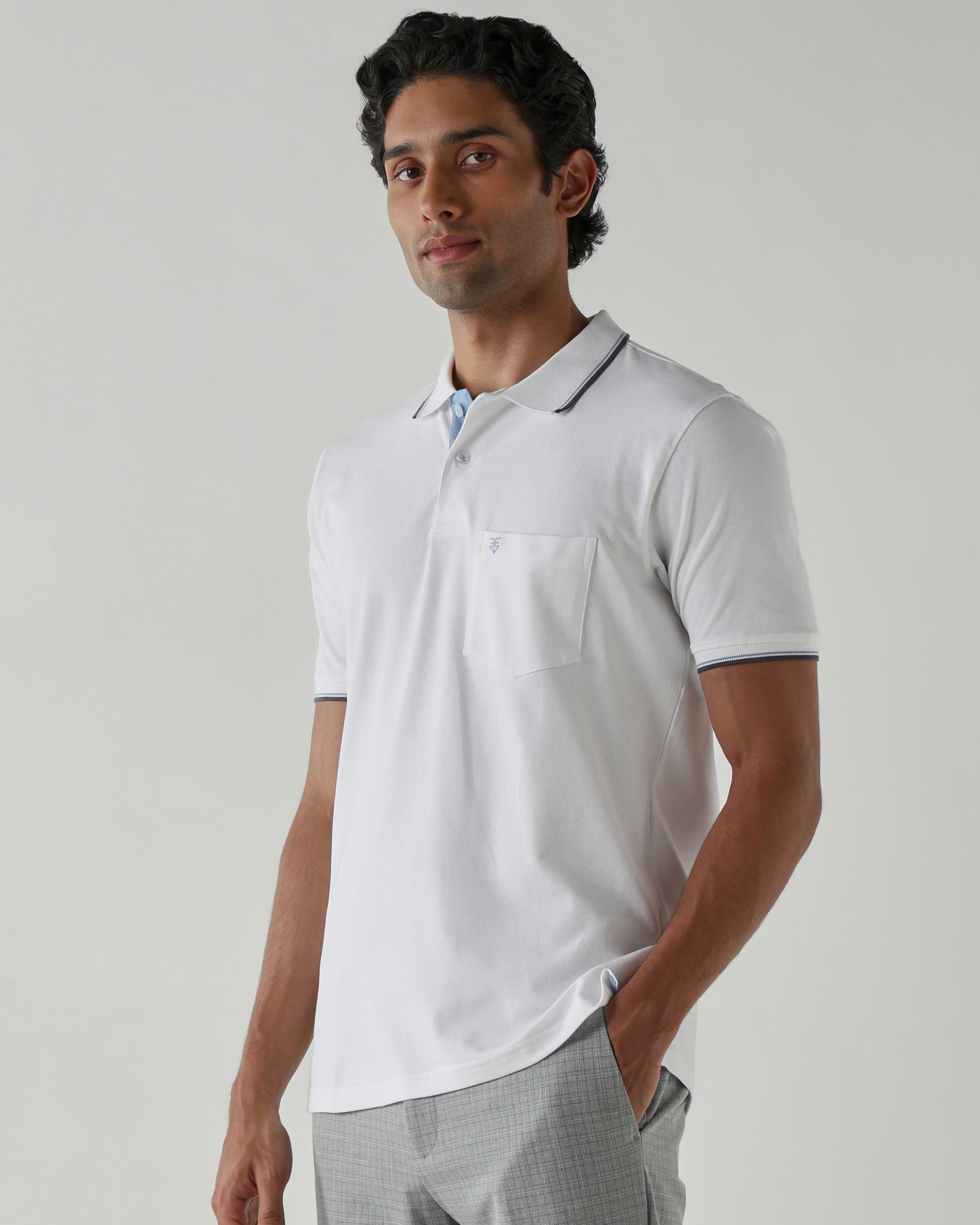 Topwear Premium Pique Knit Fabric T-Shirts – White